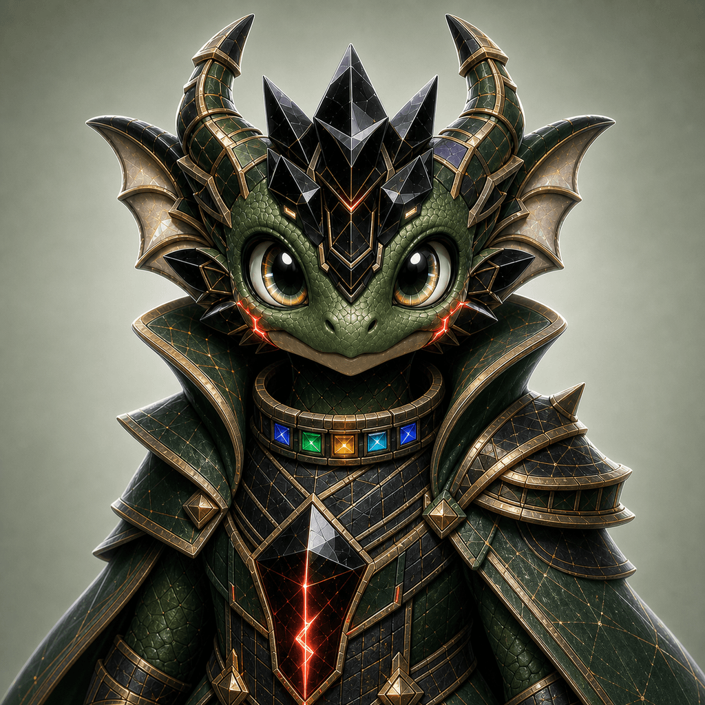 Forest green Neon Owlwyrm 095, Stockmon #095